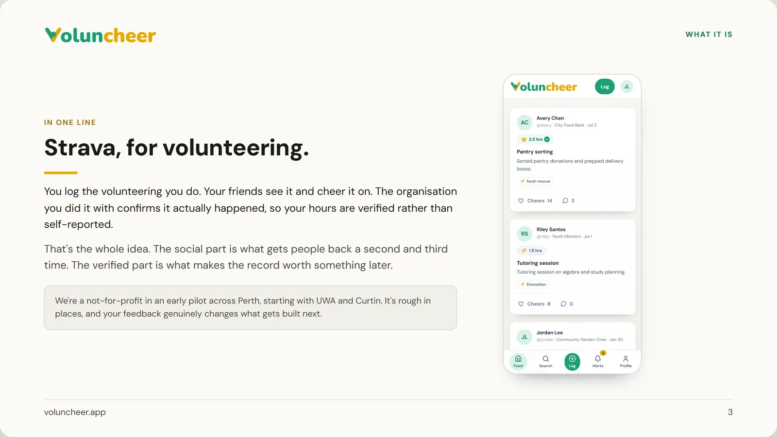 Slide 3 of 21: Strava, for volunteering.