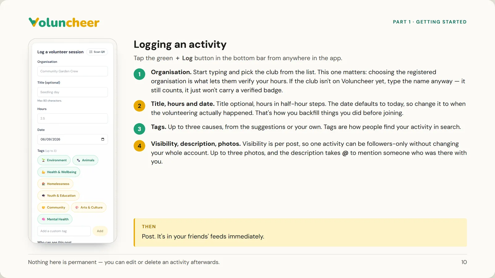 Slide 10 of 21: Logging an activity