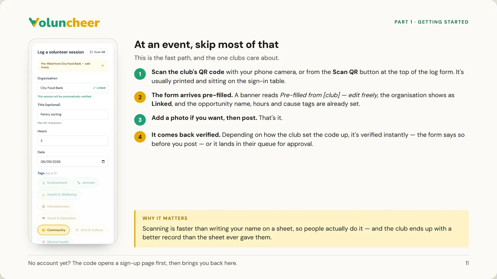 Slide 11 of 21: At an event, skip most of that